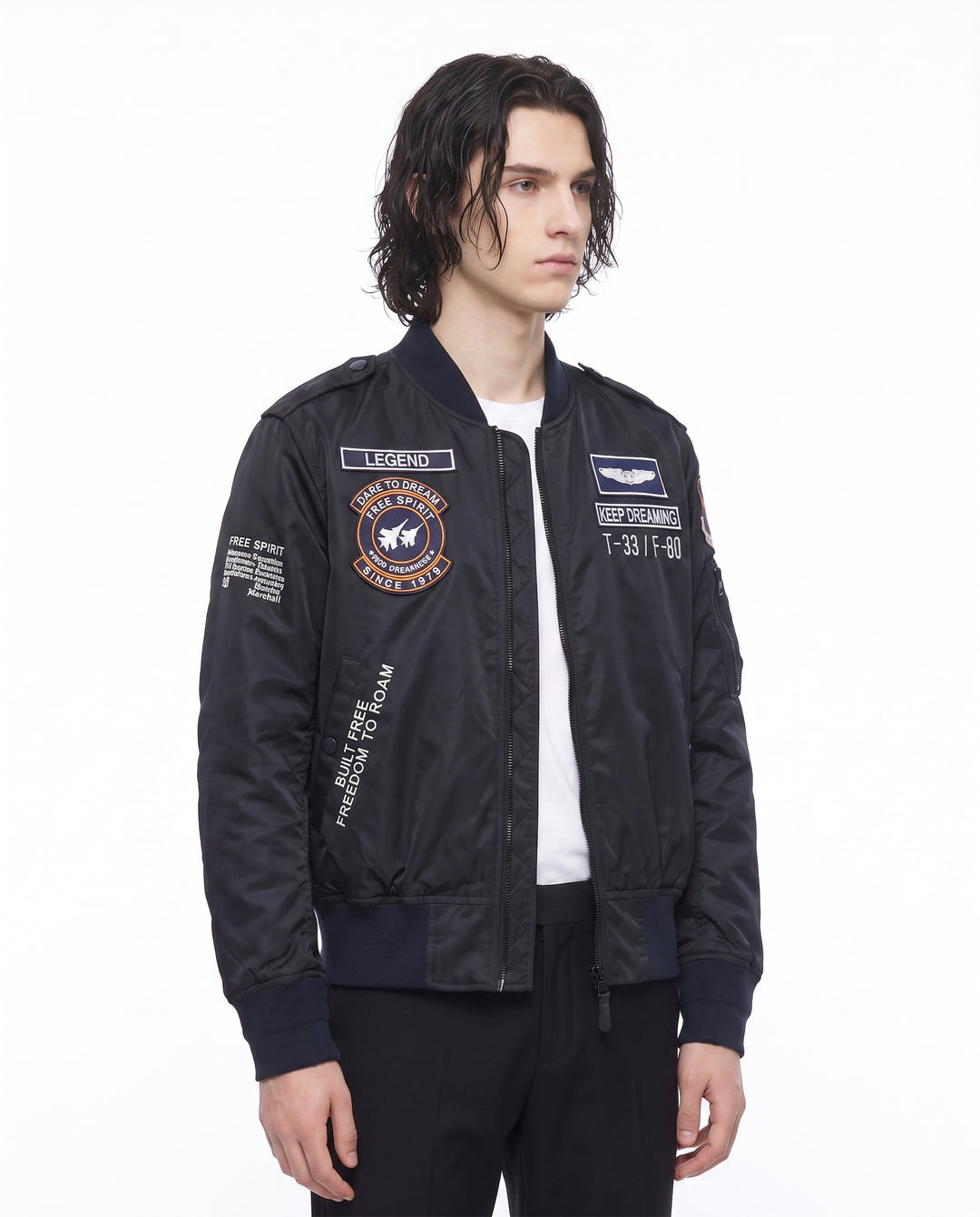 Patched Bomber Jacket na2988