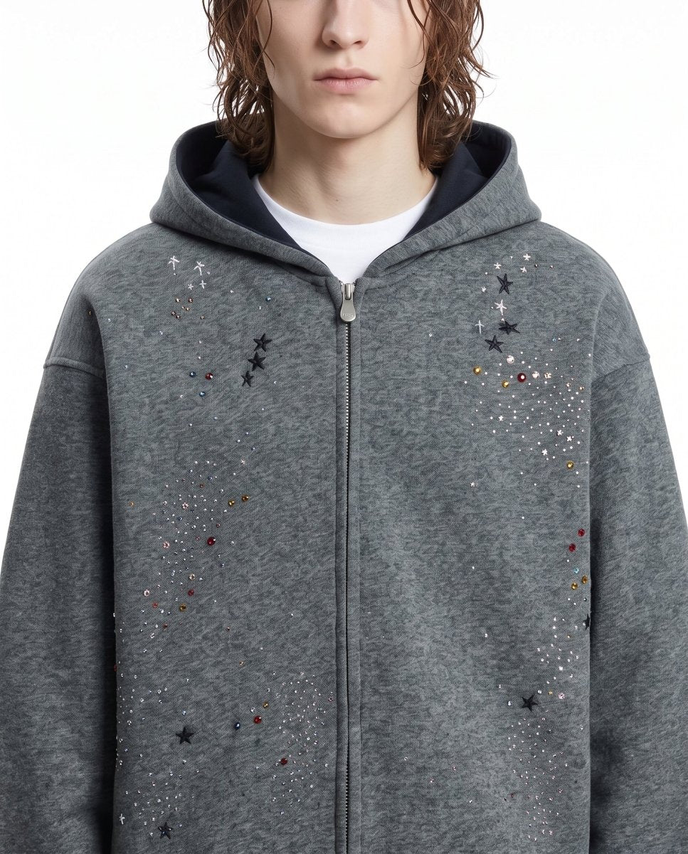 Rhinestone Zip Hoodie na3022