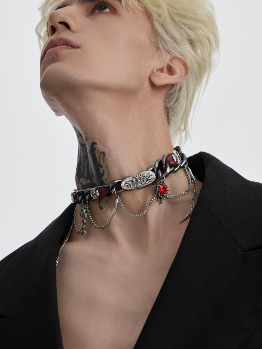 [Struc Ton] leather punk necklace na1448