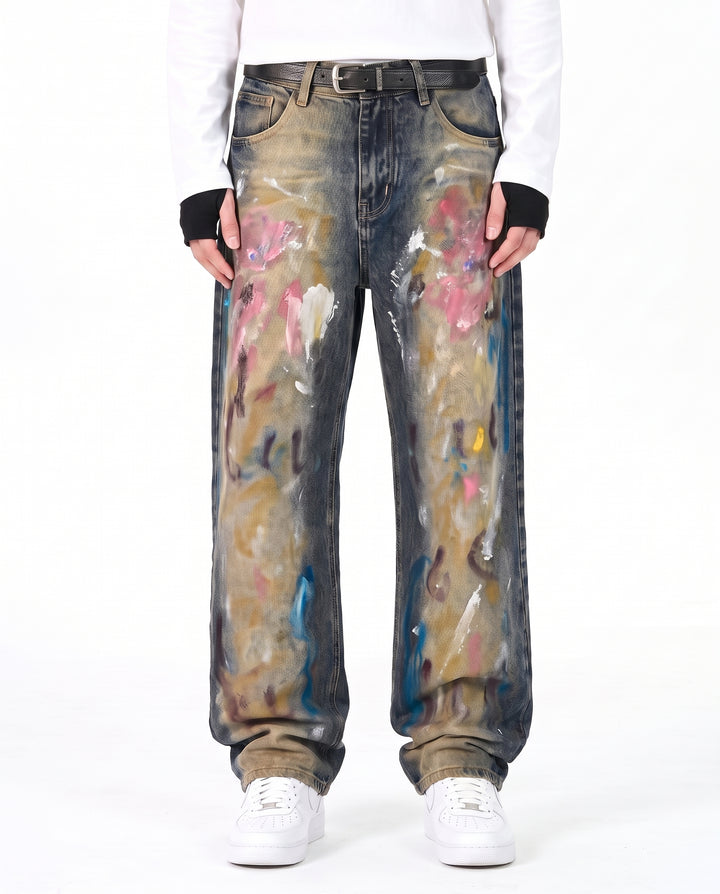 Painted Wide Jeans na3190