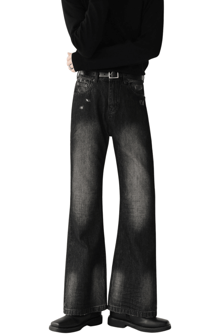 Grunge Wash Flare Jeans na2429