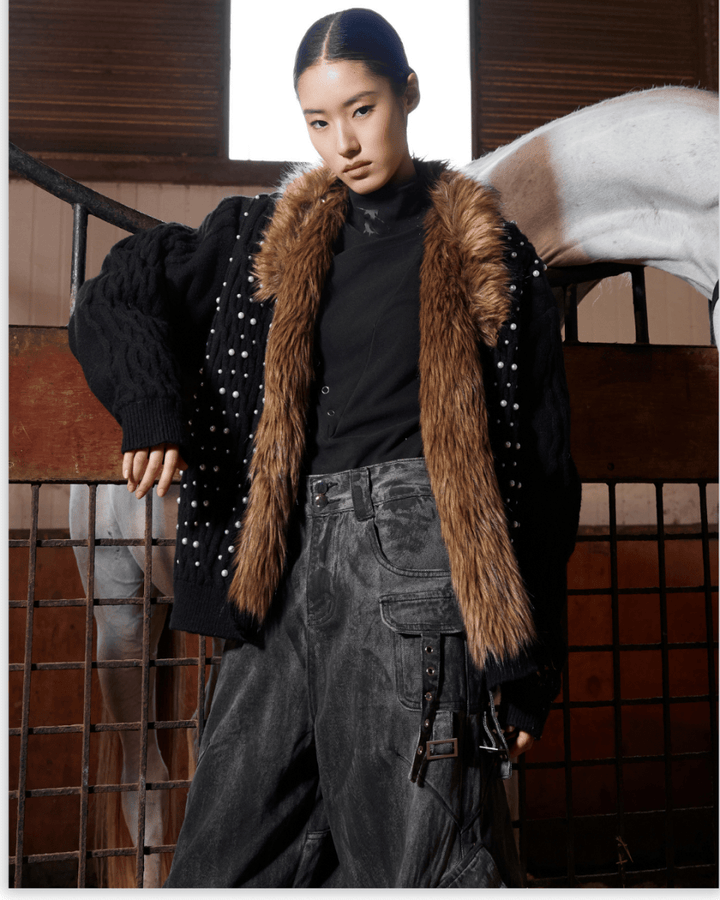 [ArguE CulturE] Royal Fang Fur Knit Coat na2254