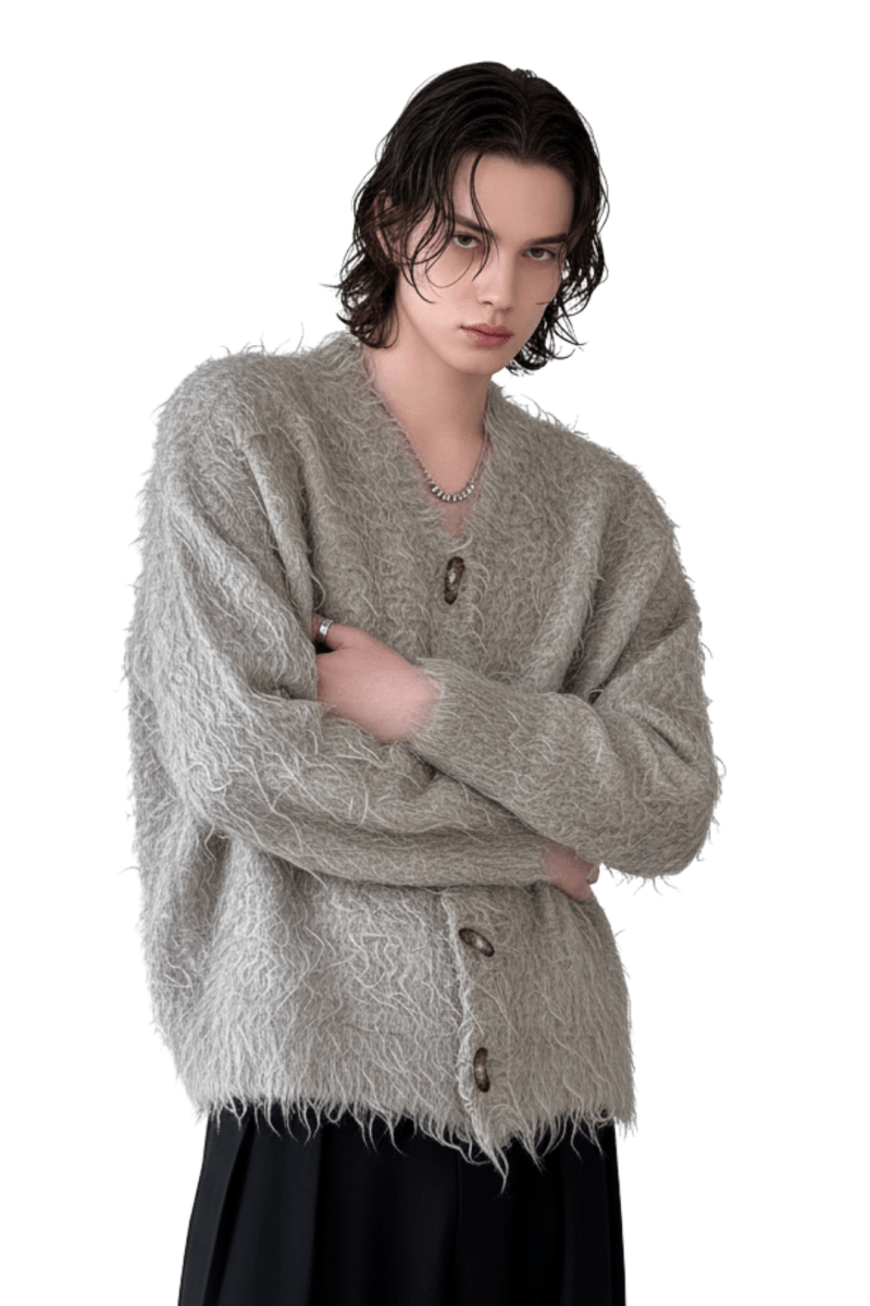 Loose Shaggy Knit Cardigan na2430