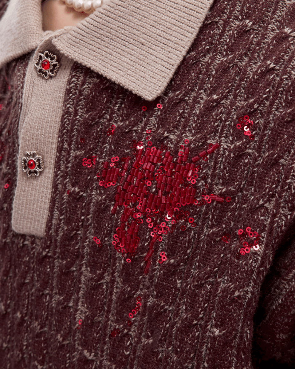 [ArguE CulturE] Garnet Bloom Knit Top na2250