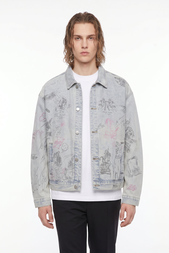 Graphic Denim Jacket na2806