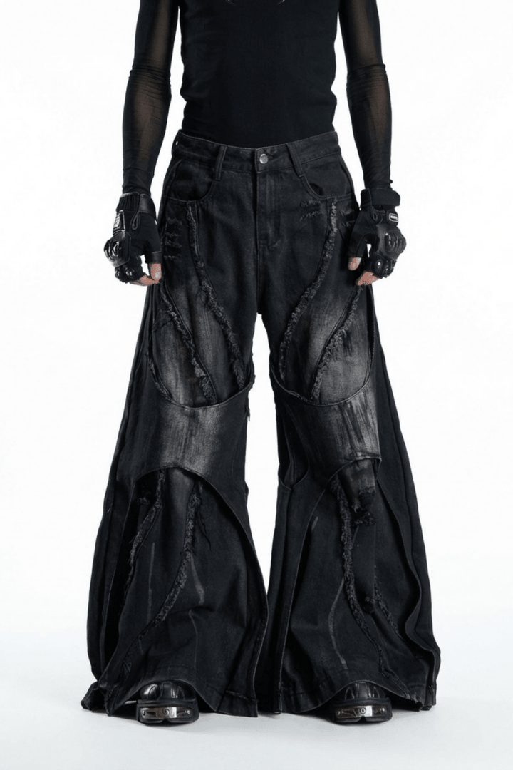 NOMANIAI Layered Flare Wide Pants na2370