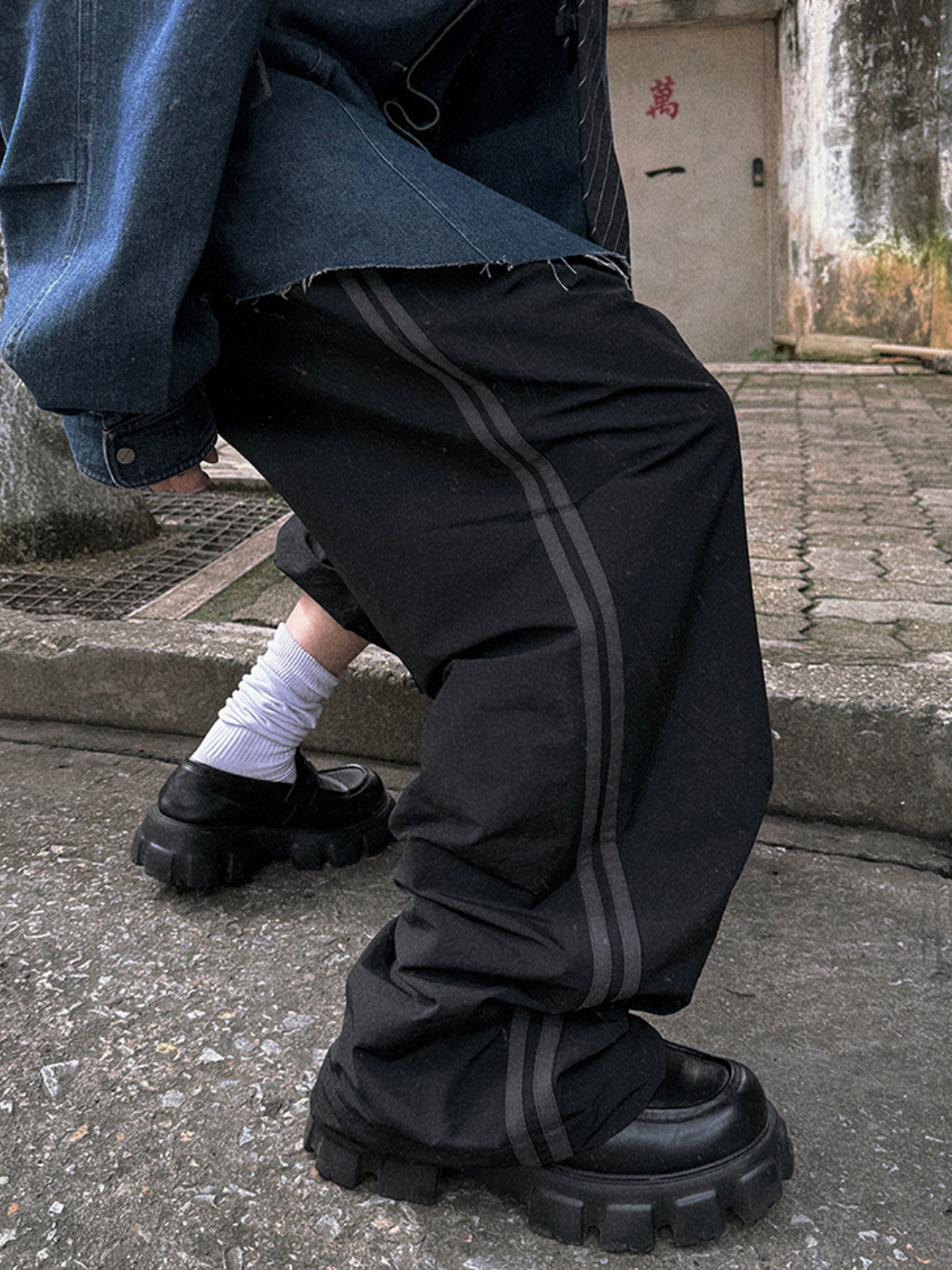 【Aurocean】Loose Black Sweatpants na1674