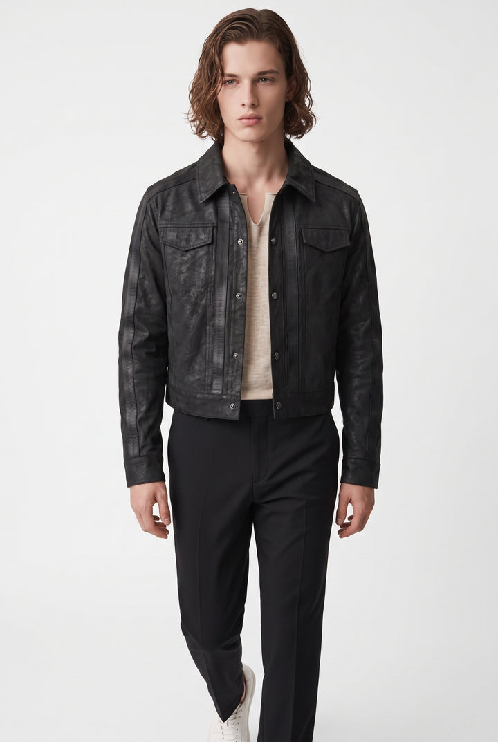 Cropped Leather Jacket na2787