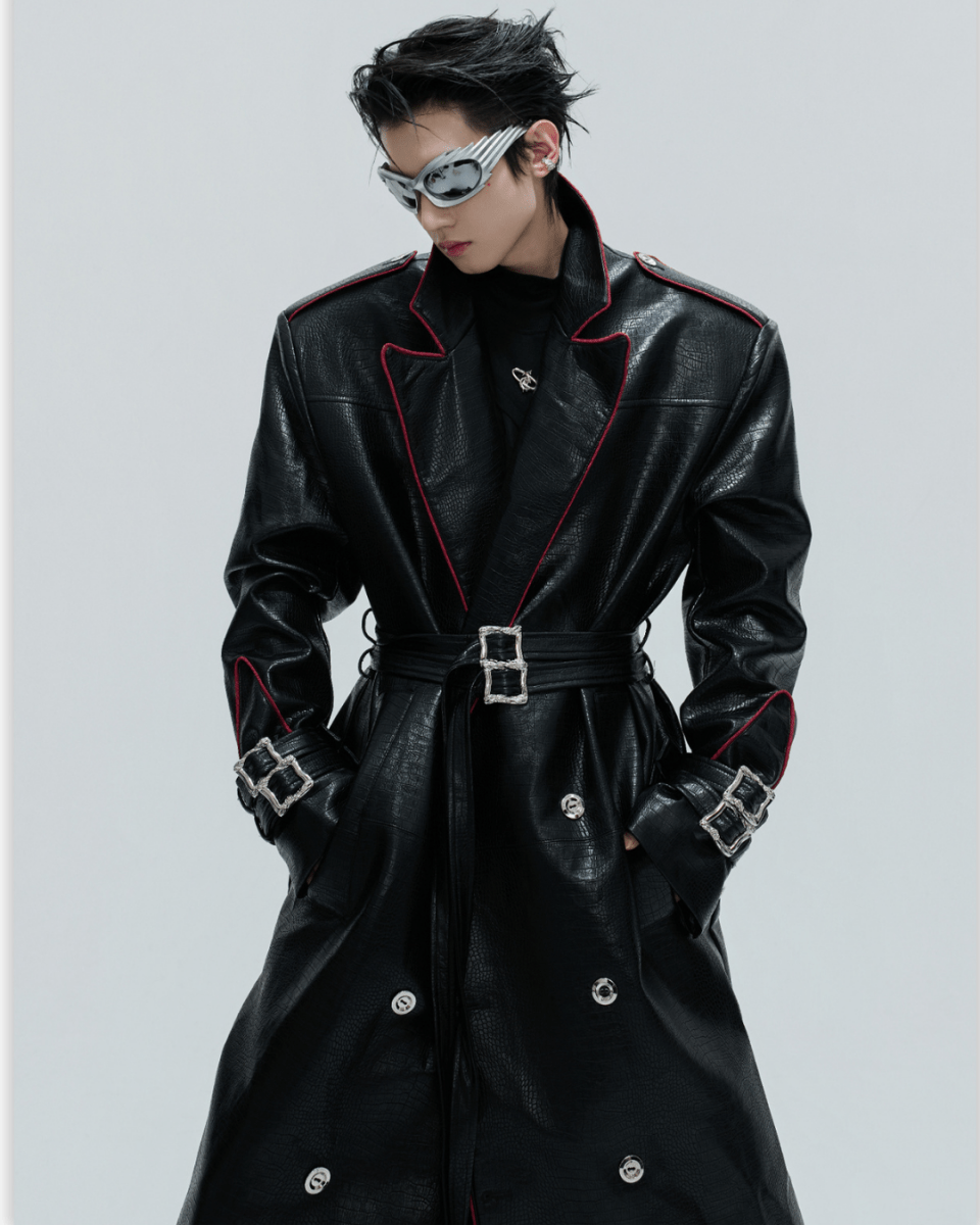 [ArguE CulturE] Noir Blade Leather Trench na2258