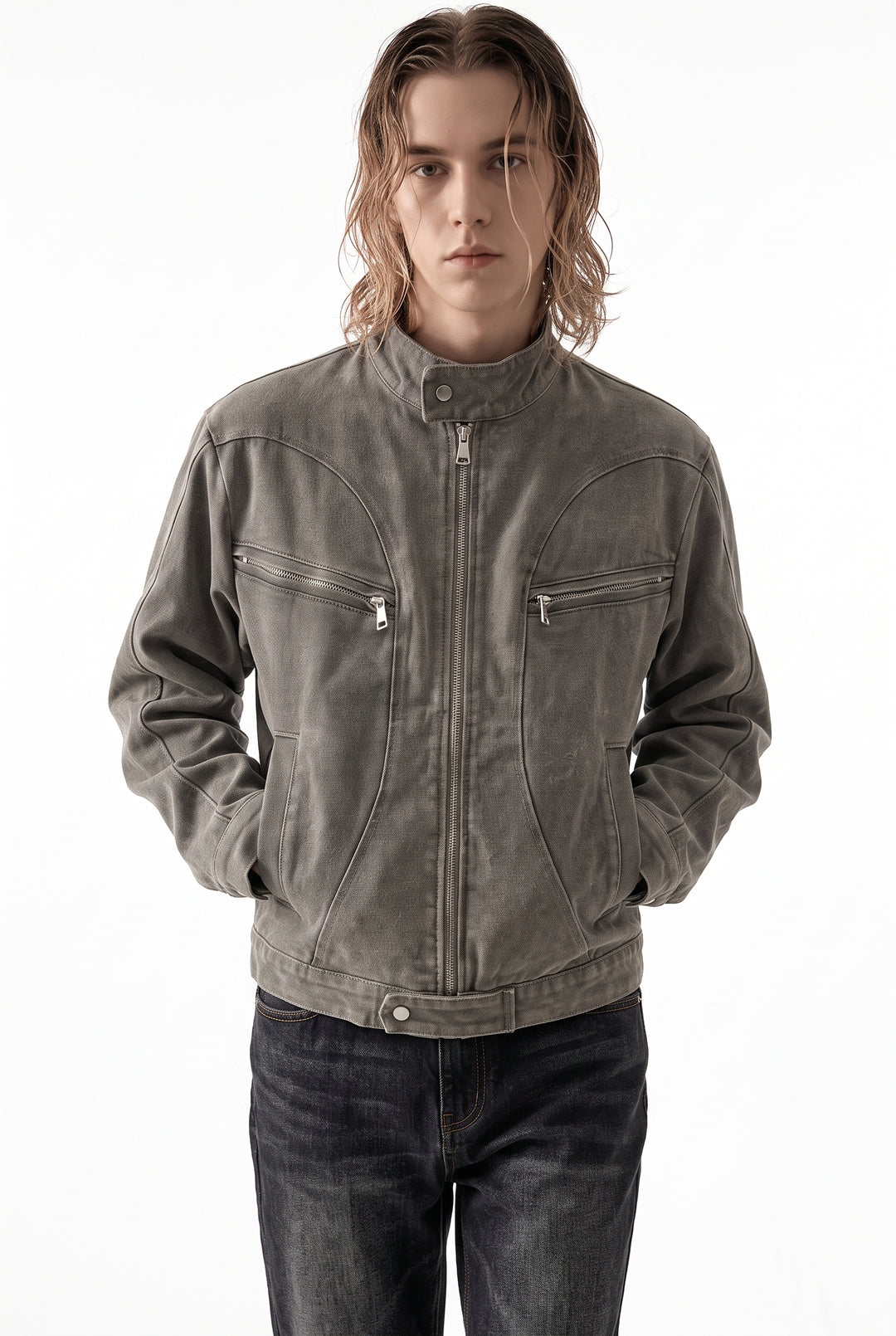 Washed Moto Jacket na2763
