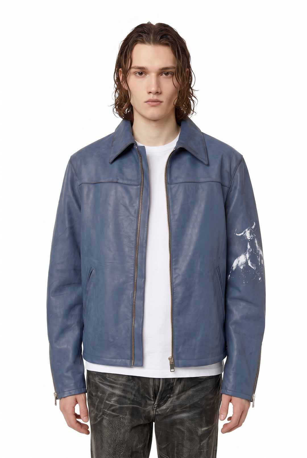Graphic Leather Jacket na2833