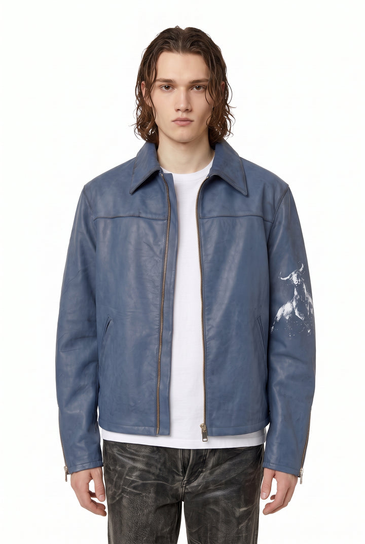 Graphic Leather Jacket na2833