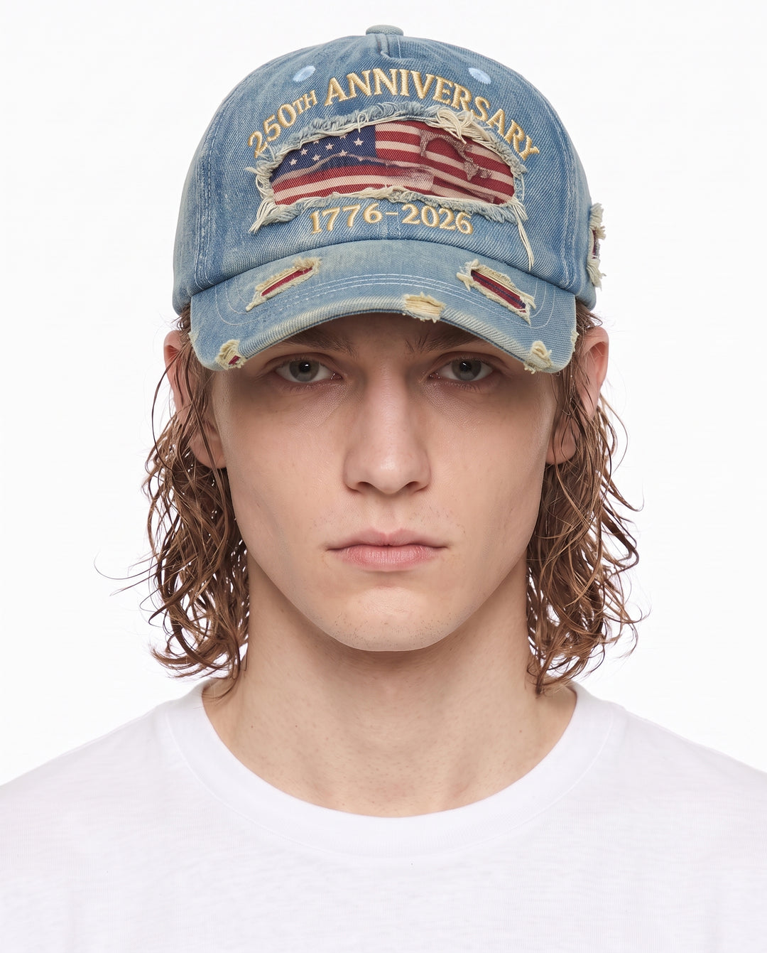 Distressed Denim Cap na2967