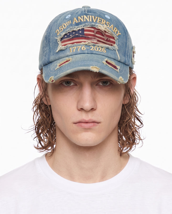 Distressed Denim Cap na2967