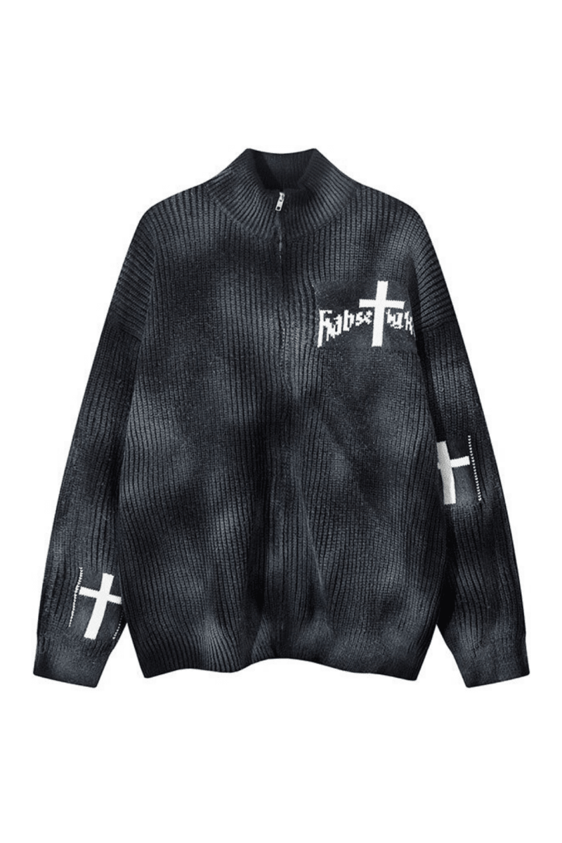 Gothic Cross Zip Knit na2447