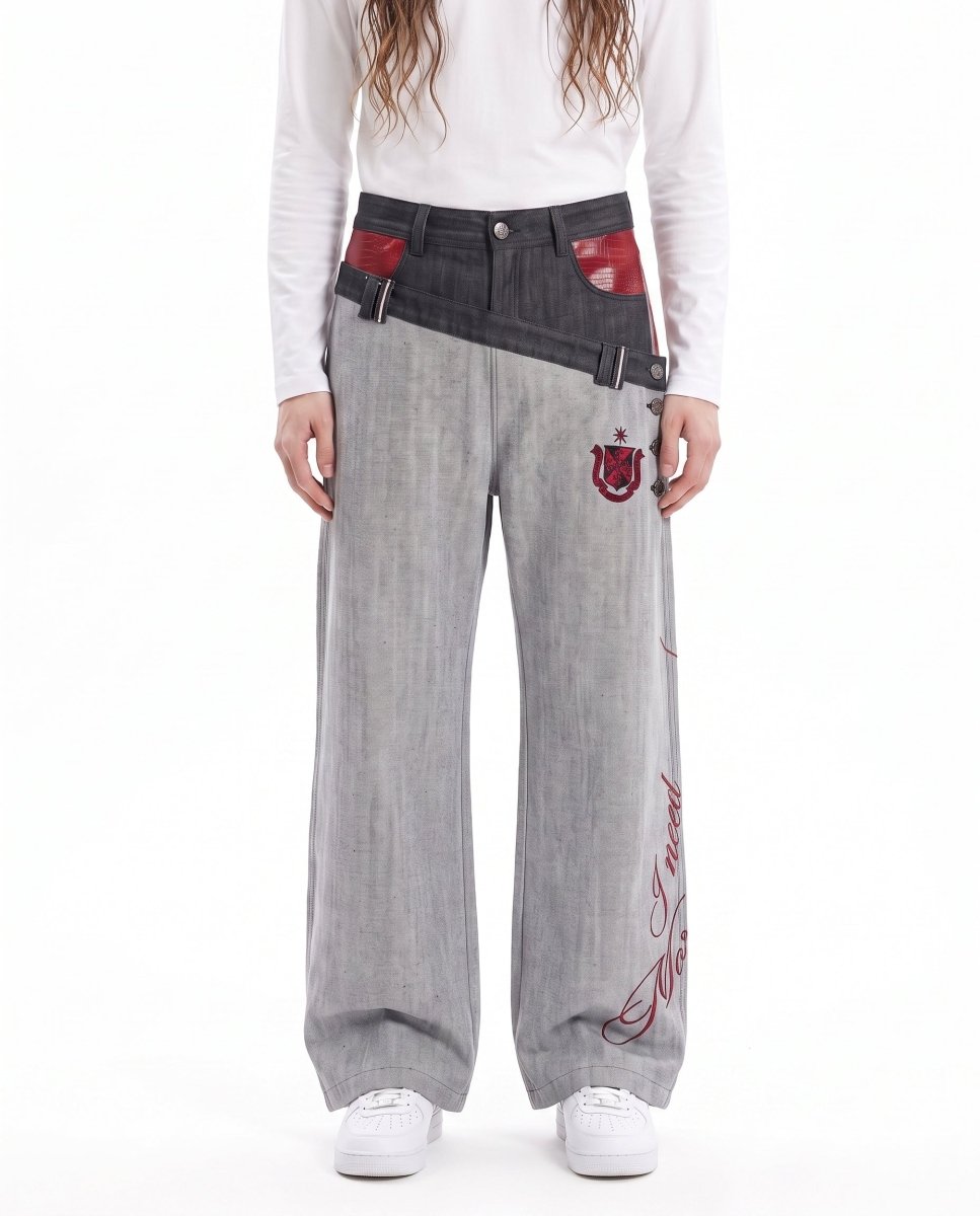 Patchwork Wide Jeans na3060