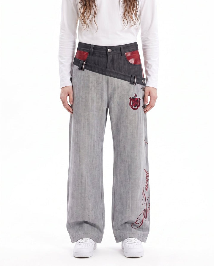 Patchwork Wide Jeans na3060