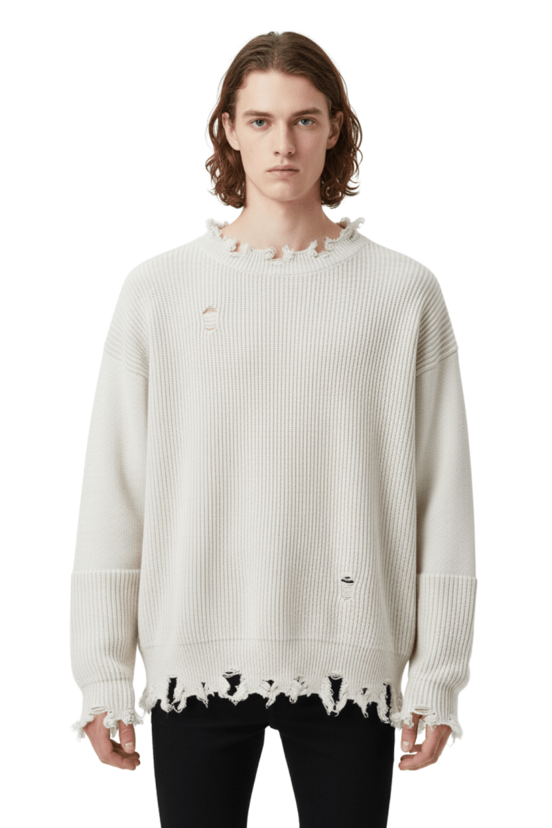 Frayed Hem Oversized Knit Sweater na2415