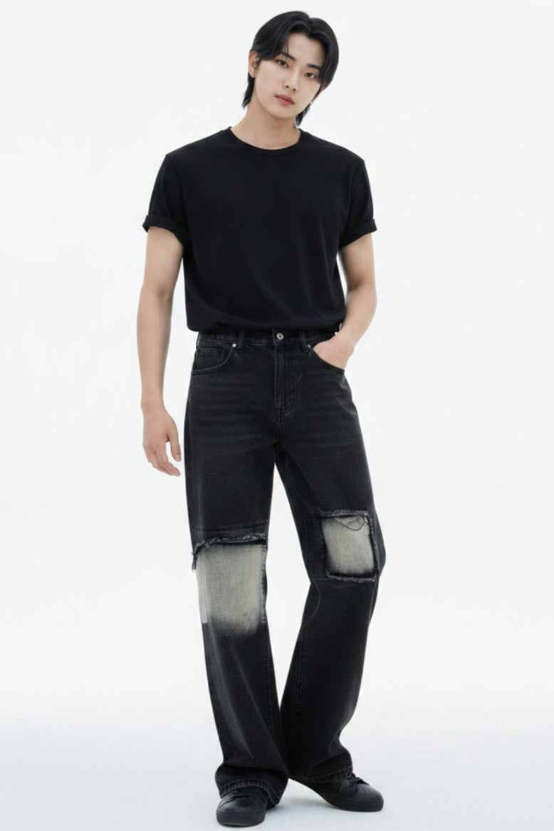 Distressed Wide-Leg Jeans  na2590