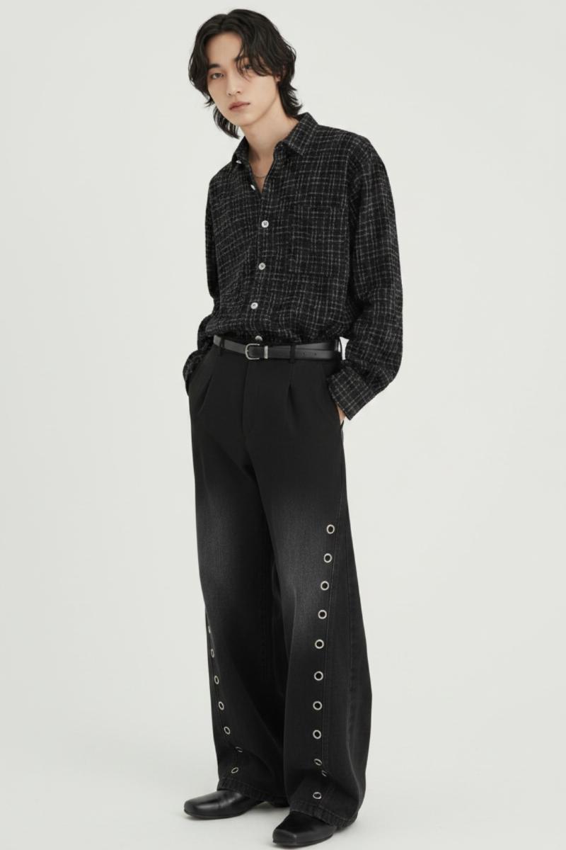 Grommet Wide Jeans  na2509