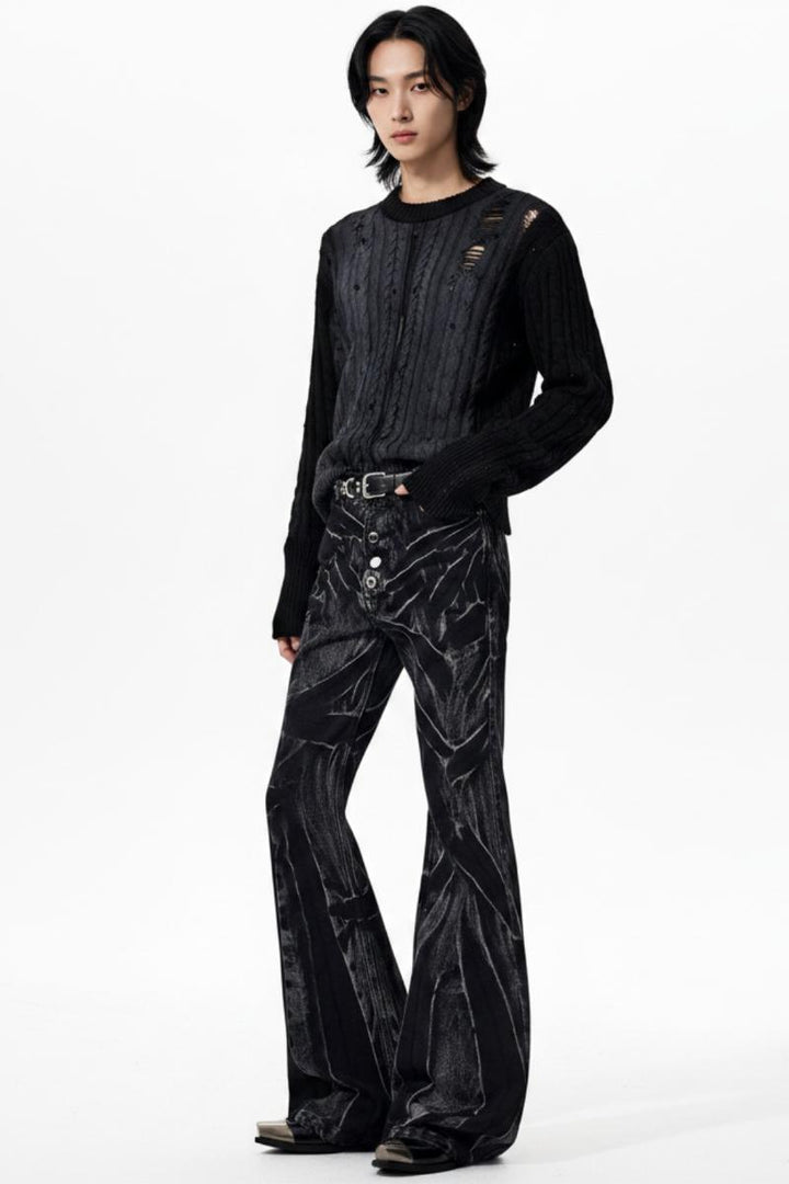 Washed Flare Jeans  na2543