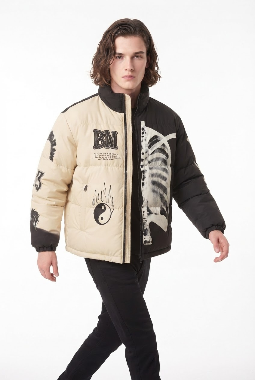 Graphic Puffer Jacket na2828