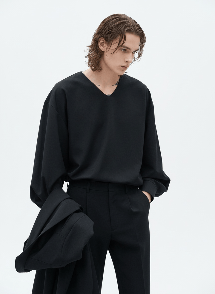 [MRCYC] V Neck Simple Shirt na39