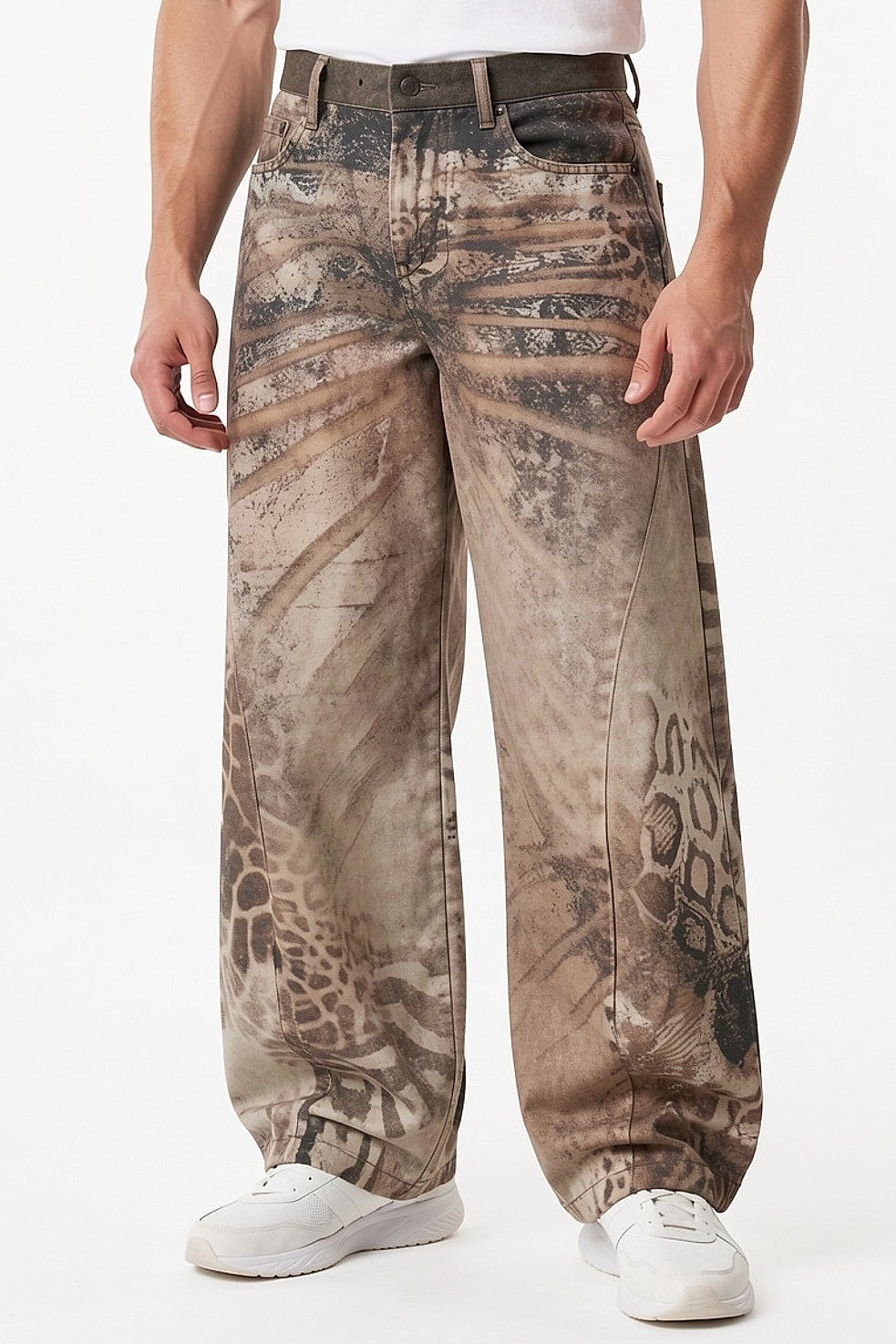 Printed Denim Pants  na2715