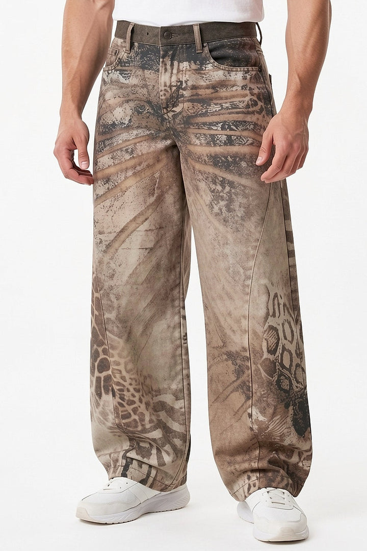 Printed Denim Pants  na2715