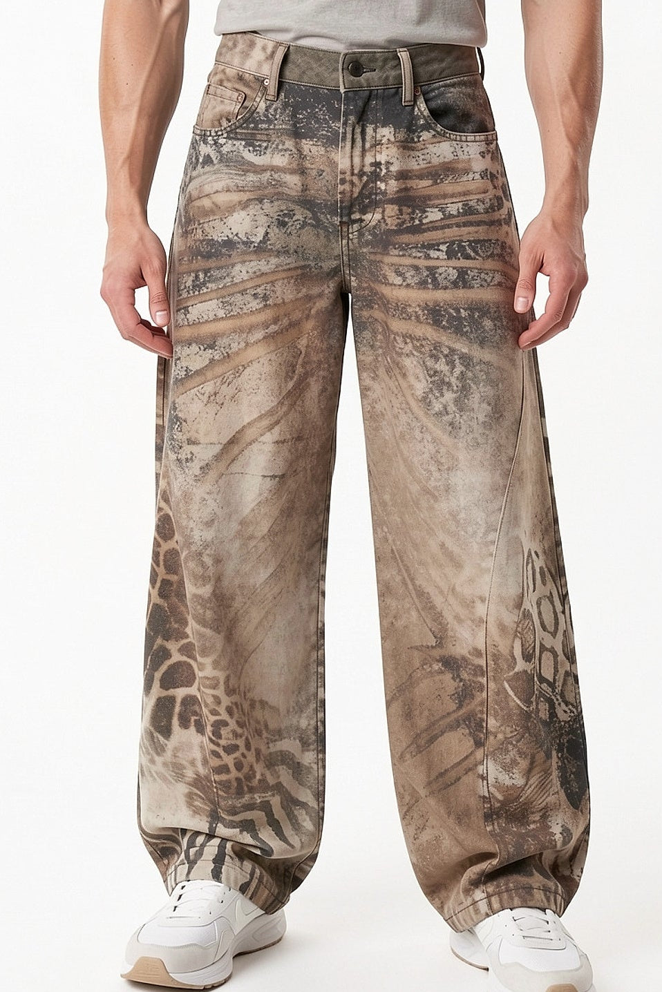 Printed Denim Pants  na2715
