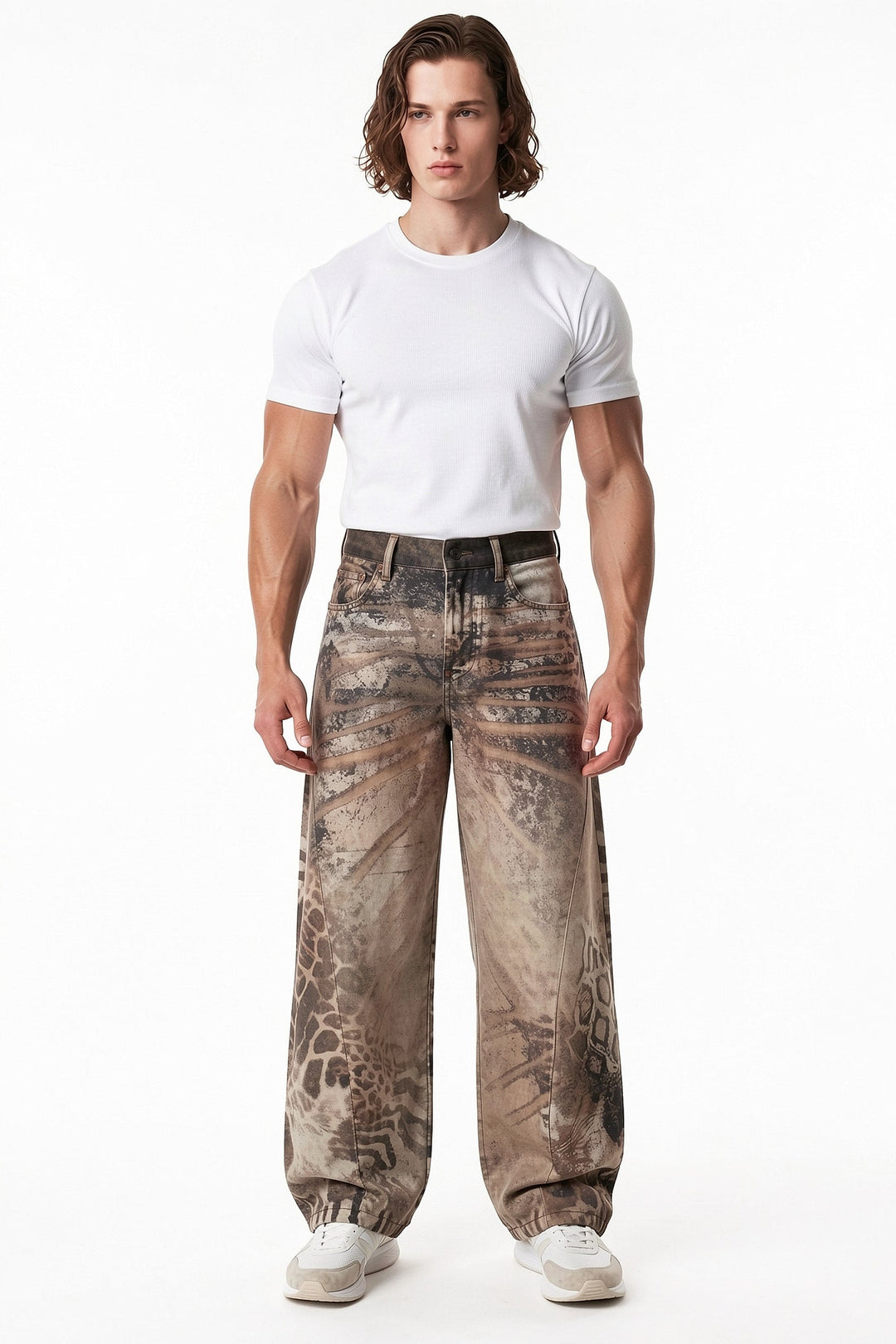Printed Denim Pants  na2715