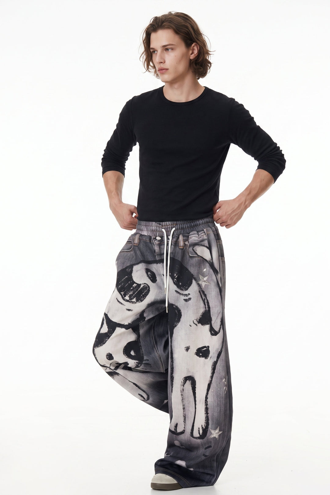 [sale] Cat Print Jeans