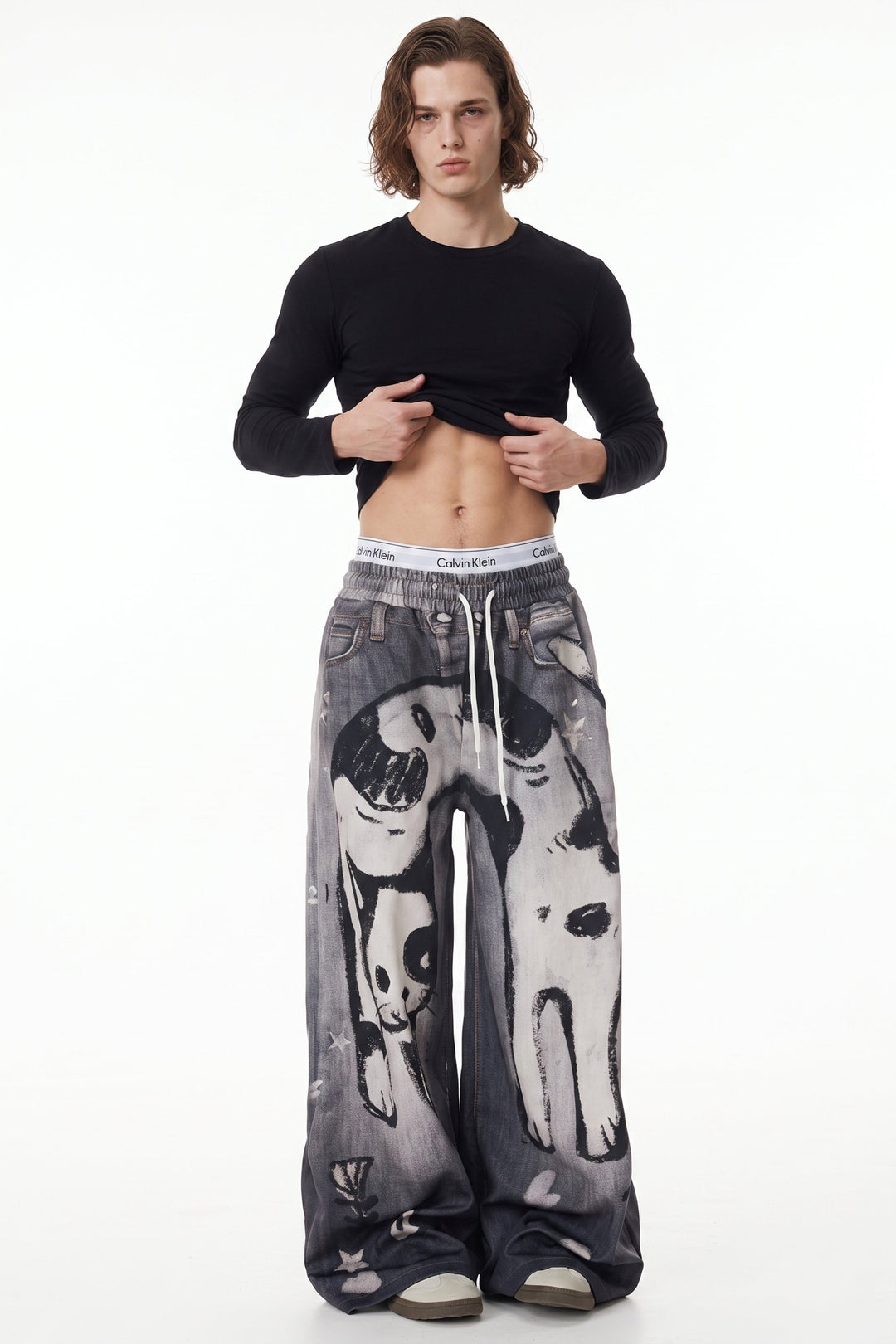 [sale] Cat Print Jeans