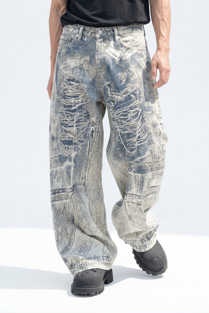Graphic Denim Pants  na2628
