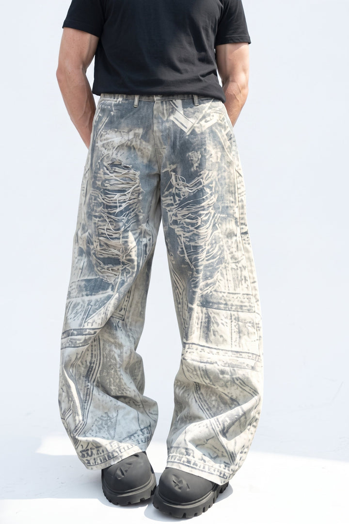Graphic Denim Pants  na2628