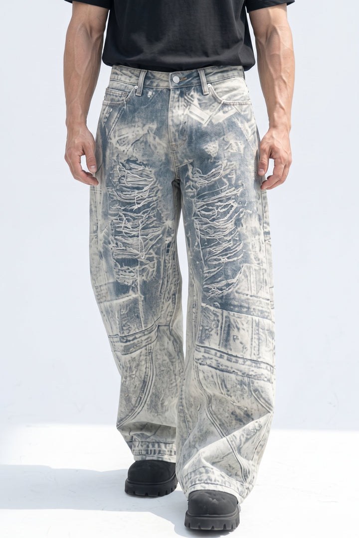 Graphic Denim Pants  na2628