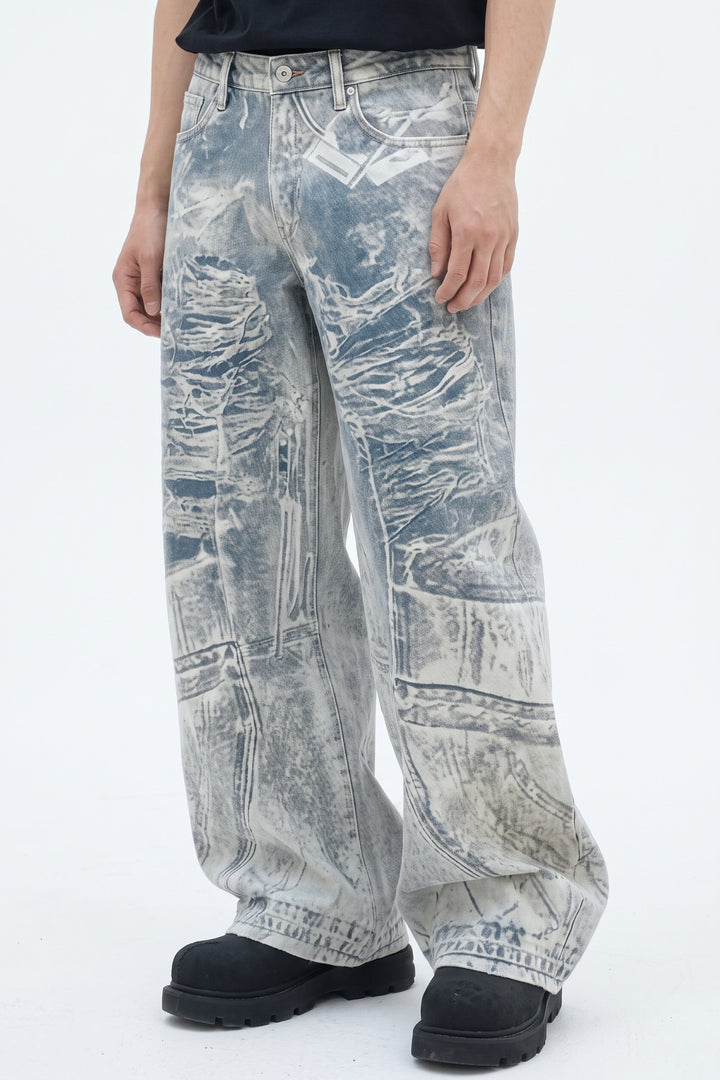 Graphic Denim Pants  na2628