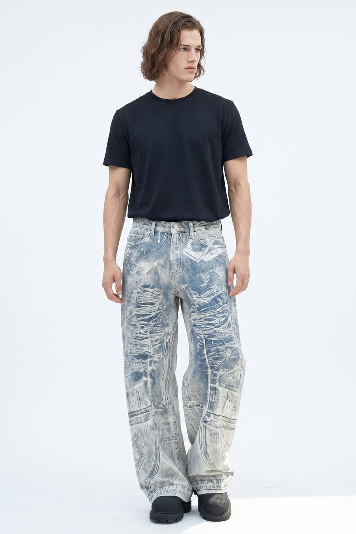 Graphic Denim Pants  na2628