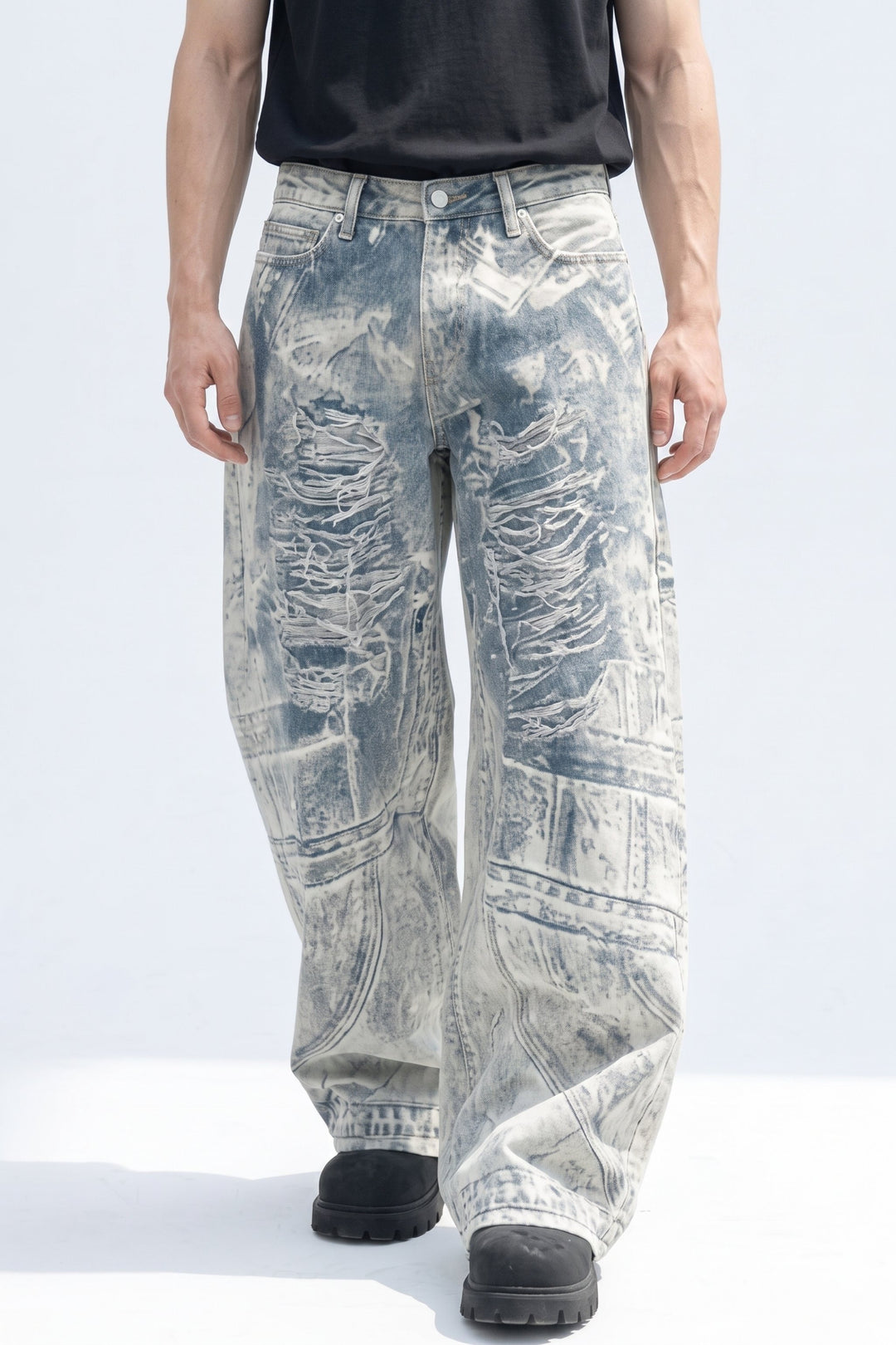 Graphic Denim Pants  na2628