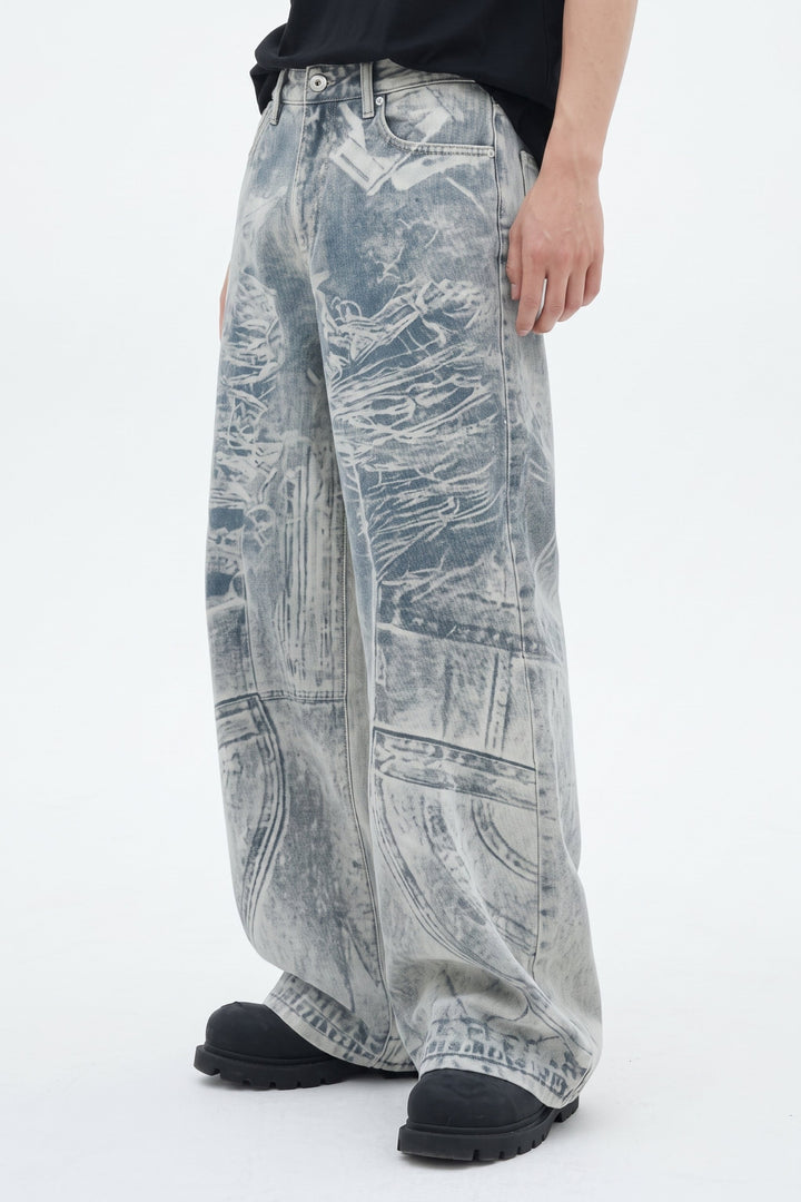 Graphic Denim Pants  na2628