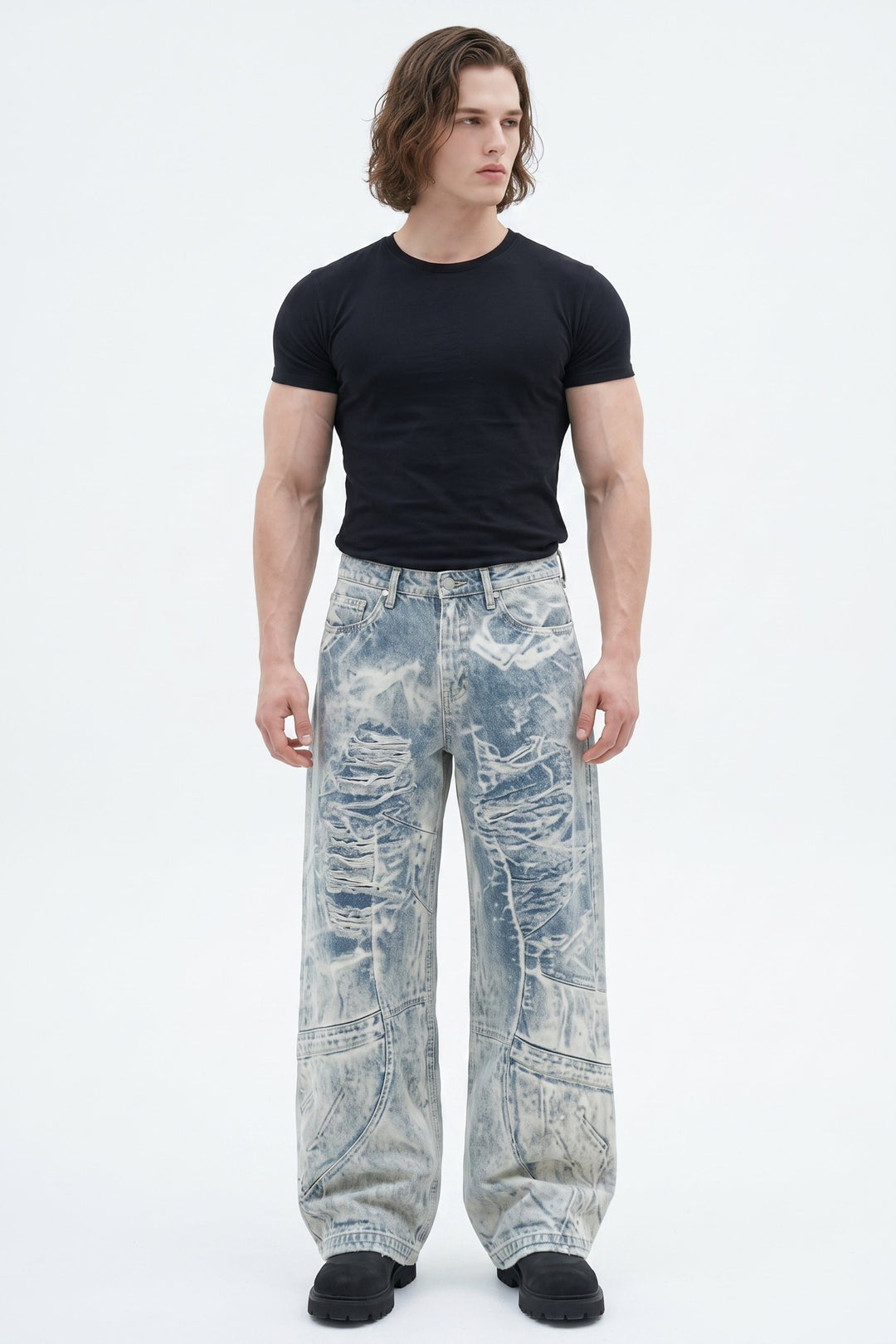 Graphic Denim Pants  na2628