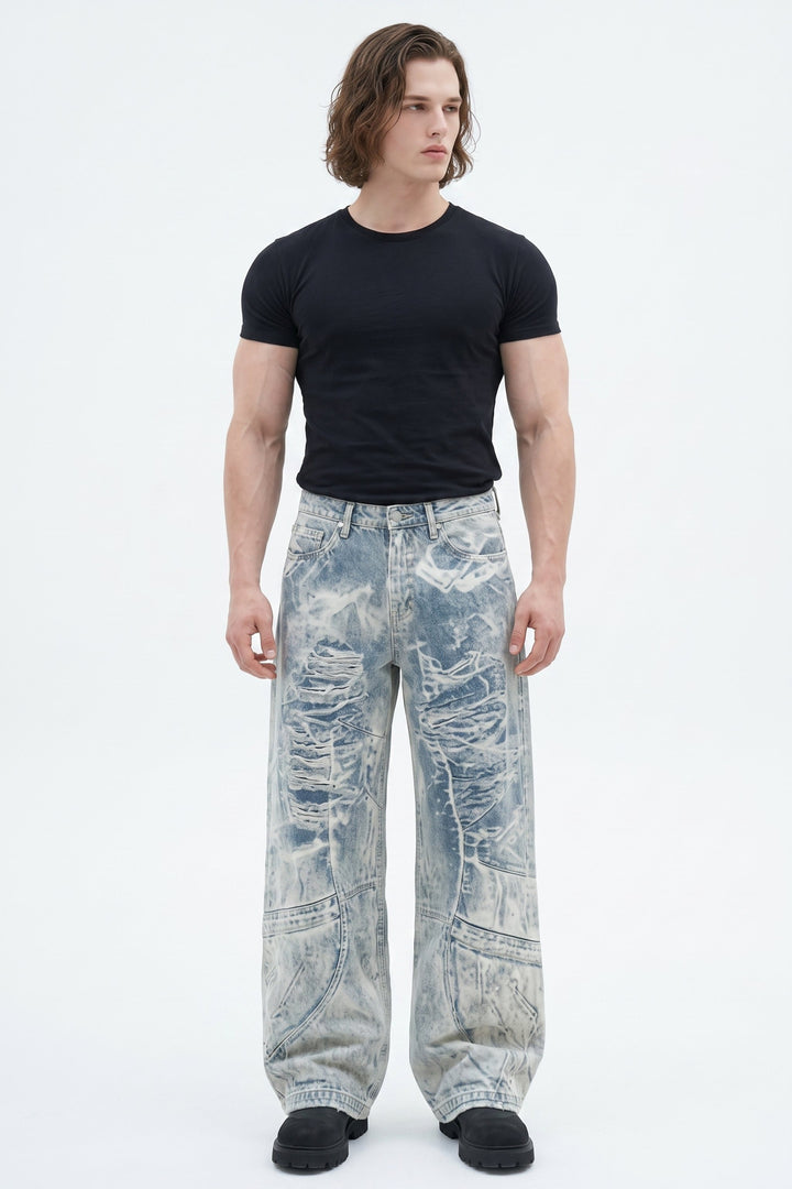 Graphic Denim Pants  na2628
