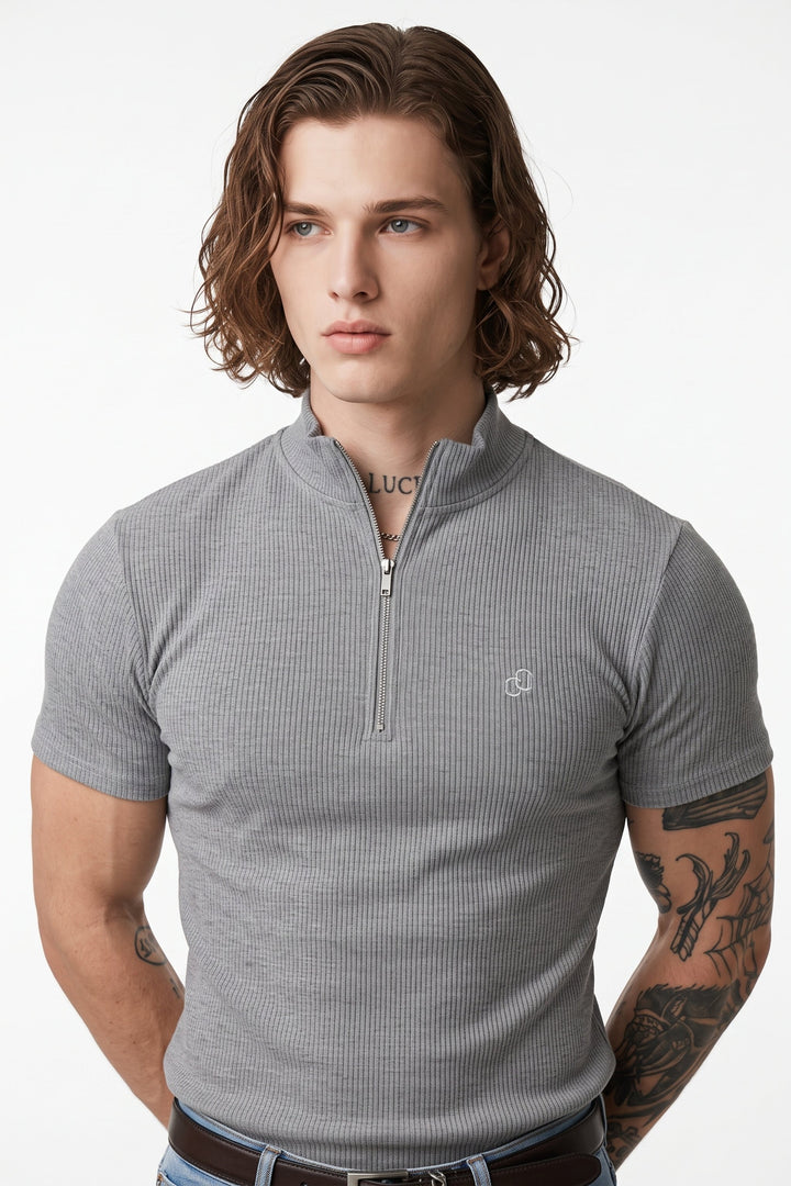 Ribbed Zip Pullover na2647