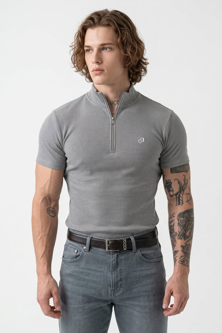 Ribbed Zip Pullover na2647