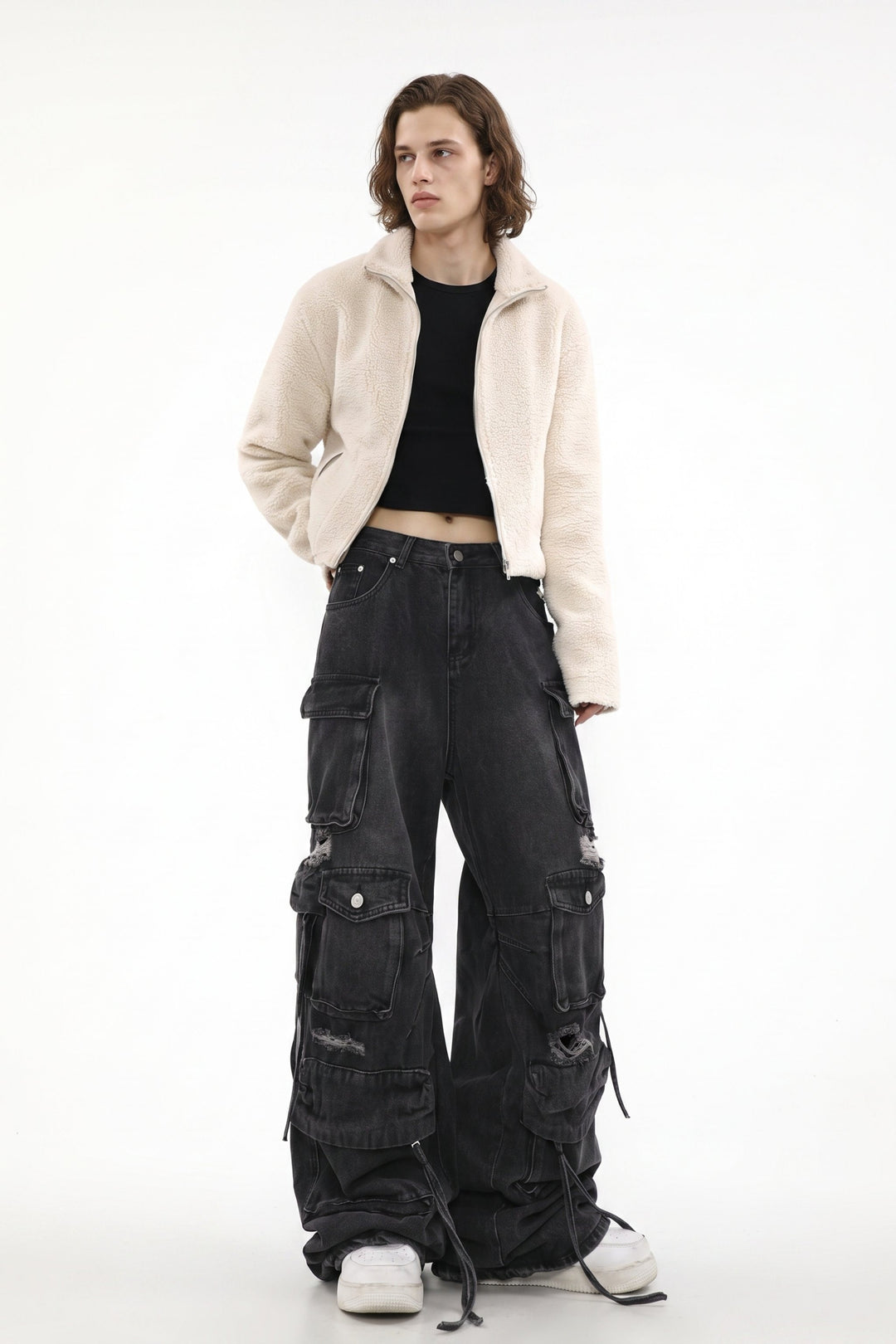 [sale] Distressed Cargo Jeans