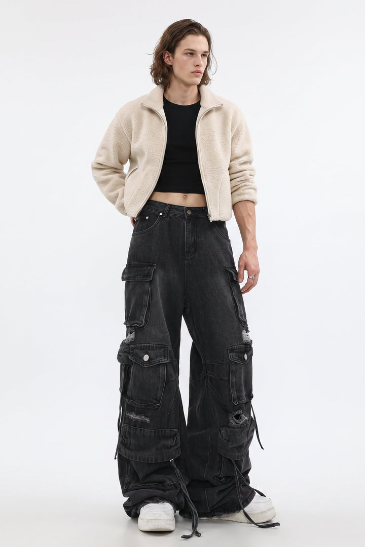 [sale] Distressed Cargo Jeans