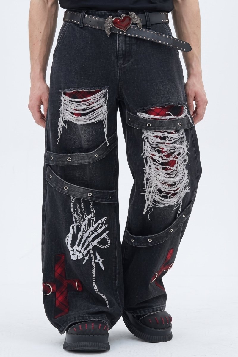 Distressed Wide Jeans  na2582
