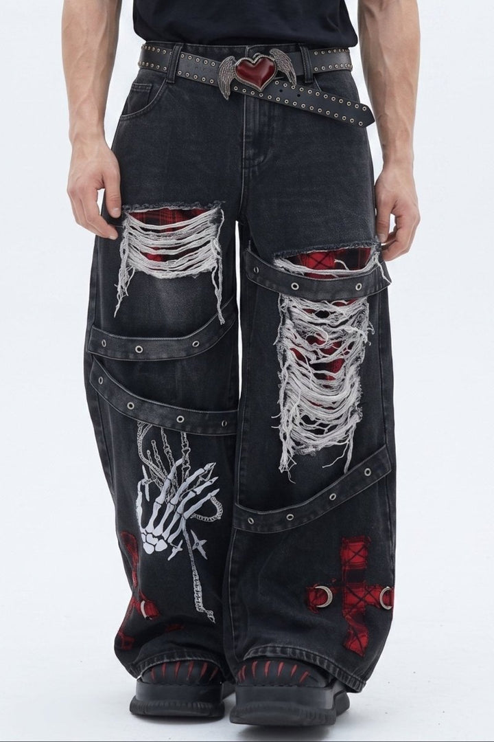 Distressed Wide Jeans  na2582