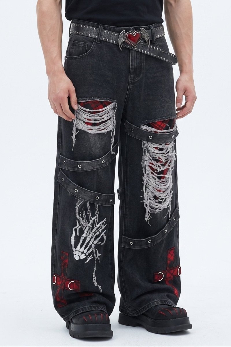 Distressed Wide Jeans  na2582