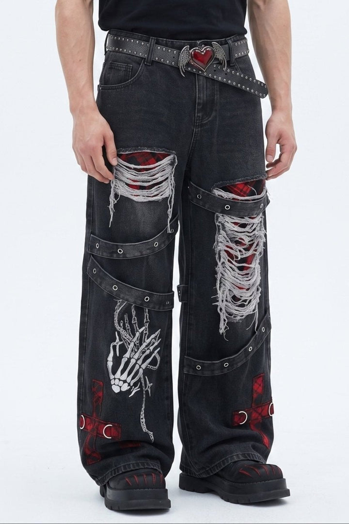 Distressed Wide Jeans  na2582